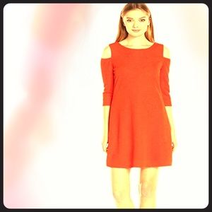 CeCe Pumpkin Cold Shoulder dress